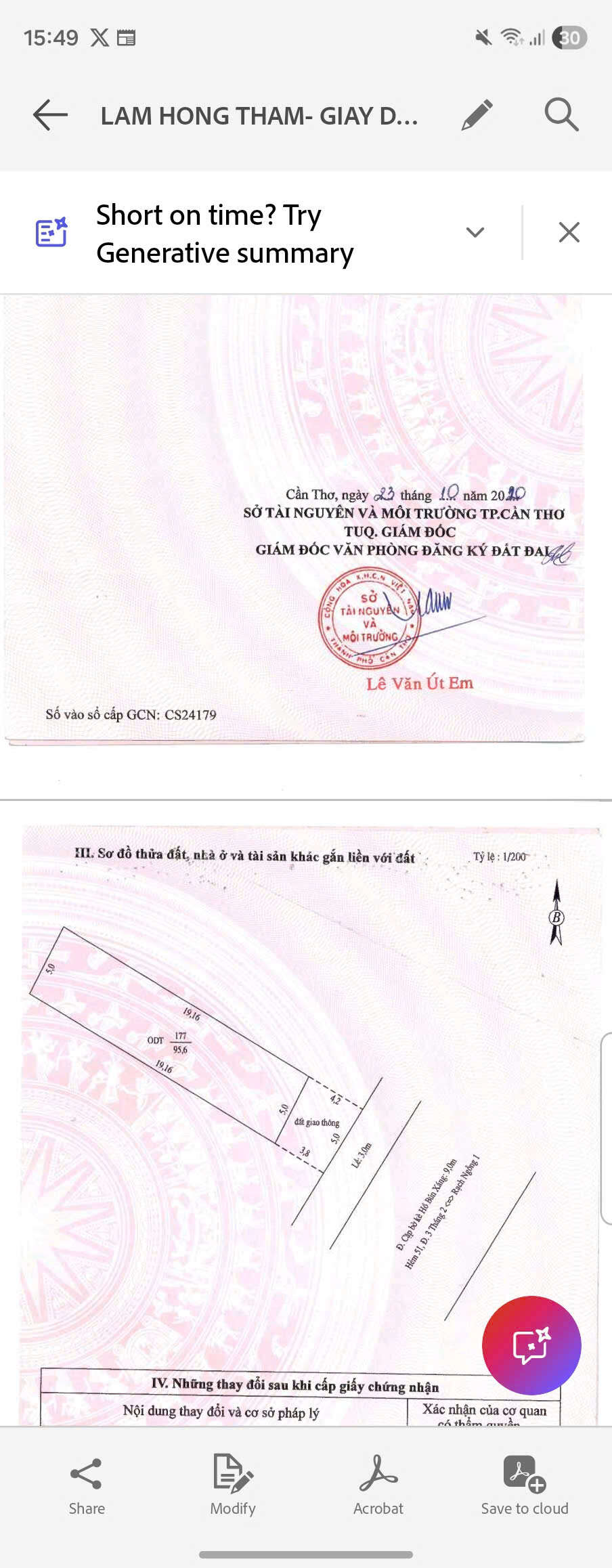 Nền thổ cư mặt tiền Hồ Búng Xáng, P. Tân An (mới), Cần Thơ